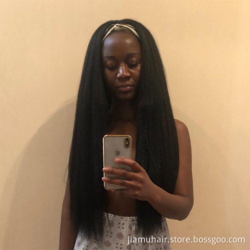 Synthetic Headband Wig Yaki Straight Hair Easy to Wear Wholesale Synthetic Kinky Straight Headband Wigs for Black Women